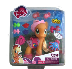 Size: 388x372 | Tagged: safe, applejack, earth pony, pony, g4, accessory, bootleg, food, irl, my funny, not applejack, photo, pineapple, pineapplejack, solo, toy, wrong color