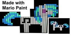 Size: 6416x3152 | Tagged: safe, dj pon-3, vinyl scratch, g4, mario paint, photo, pixel art