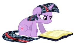 Size: 1600x973 | Tagged: safe, artist:pp97, twilight sparkle, g4, annoyed, blueberry, book, floppy ears, frown, glare, raspberry, reading, simple background, transparent background, vector