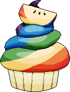 Size: 144x188 | Tagged: safe, artist:marsbar1337, apple, cupcake, pixel art, rainbow cupcake, sprite, zap apple