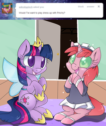 Size: 850x1007 | Tagged: safe, artist:lustrous-dreams, ruby pinch, twilight sparkle, pony, unicorn, ask filly twilight, g4, ask, cute