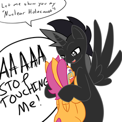 Size: 1280x1280 | Tagged: safe, scootaloo, oc, alicorn, pony, ask pregnant scootaloo, g4, alicorn oc, crying, do not want, duo, pregnant, pregnant scootaloo, shadow morph, shipping denied, teen pregnancy
