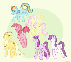 Size: 1624x1432 | Tagged: dead source, safe, artist:dogribs, applejack, fluttershy, pinkie pie, rainbow dash, rarity, twilight sparkle, earth pony, pegasus, pony, unicorn, g4, horn, mane six, unicorn twilight