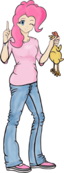 Size: 371x1000 | Tagged: safe, artist:assiel, boneless, pinkie pie, human, g4, clothes, female, humanized, simple background, solo, transparent background