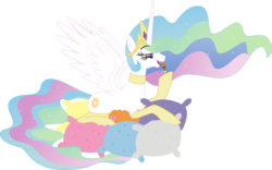 Size: 6376x3990 | Tagged: safe, artist:leopurofriki, princess celestia, alicorn, pony, g4, candy, clothes, female, food, lollipop, mare, pillow, sexy, simple background, socks, solo, tongue out, transparent background