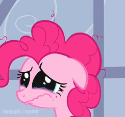 Size: 245x230 | Tagged: safe, screencap, pinkie pie, earth pony, pony, baby cakes, g4, season 2, animated, blank flank, crying, female, floppy ears, male, missing cutie mark, ocular gushers, pinkie cry, sad, sitting, solo, wavy mouth