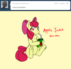 Size: 640x622 | Tagged: safe, artist:nessia, apple bloom, g4, ask, juice box, this apple bloom, tumblr