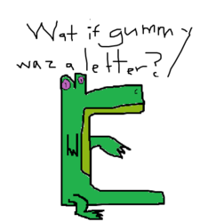 Size: 506x540 | Tagged: safe, gummy, g4, alphabet, exploitable meme, letter, male, meme, ms paint, palindrome get, quality, solo, wut if gummy wuz a meme