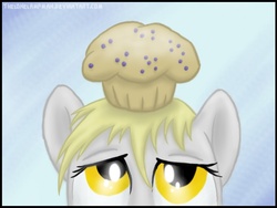 Size: 800x600 | Tagged: safe, artist:thelonelampman, derpy hooves, pegasus, pony, g4, balancing, digit street, eyes on the prize, female, get, index get, looking up, mare, milestone, muffin, solo, when you see it