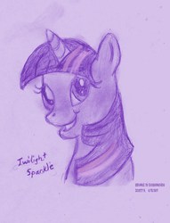 Size: 1000x1306 | Tagged: safe, artist:scobionicle99, twilight sparkle, pony, g4, female, sketch, solo, traditional art