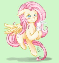 Size: 1035x1100 | Tagged: safe, artist:kaoriogata, angel bunny, fluttershy, g4, blushing