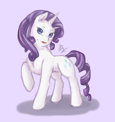 Size: 1035x1100 | Tagged: safe, artist:kaoriogata, rarity, pony, g4, beauty mark, chest fluff, lipstick, mole, solo