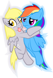 Size: 990x1461 | Tagged: safe, artist:turbulosus, derpy hooves, rainbow dash, pegasus, pony, g4, female, mare