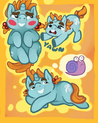 Size: 627x783 | Tagged: safe, artist:gingersexual, snips, g4, blushing, female, filly, implied snails, rule 63, sugar, yawn