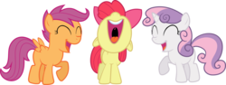 Size: 9000x3391 | Tagged: safe, artist:sulyo, apple bloom, scootaloo, sweetie belle, g4, cutie mark crusaders, simple background, transparent background, vector