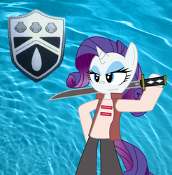 Size: 551x559 | Tagged: safe, artist:sonic-chaos, rarity, pony, g4, anime, badass, crossover, hitman, hitman reborn, katana, katekyo hitman reborn, mafia, mafia rarity, rain, reborn, solo, sword, water, weapon