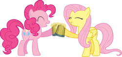 Size: 8619x4031 | Tagged: safe, artist:farenazar, fluttershy, pinkie pie, g4, absurd resolution, cider, simple background, transparent background, vector