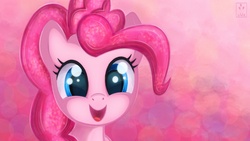 Size: 1920x1080 | Tagged: dead source, safe, artist:hatecreation, pinkie pie, earth pony, pony, g4, bust, female, happy, looking at you, portrait, solo