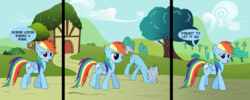 Size: 1280x512 | Tagged: safe, artist:countdoofus, rainbow dash, screw loose, g4, comic, female, garfield, parody