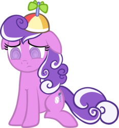 Size: 3229x3458 | Tagged: safe, artist:astringe, screwball, earth pony, pony, g4, backwards cutie mark, female, hat, high res, mare, propeller hat, sad, simple background, swirly eyes, transparent background, vector