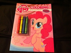 Size: 2592x1936 | Tagged: safe, pinkie pie, earth pony, pony, g4, book, crayon, irl, merchandise, photo