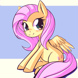 Size: 1000x1000 | Tagged: safe, artist:mewball, fluttershy, pony, g4, cute, daaaaaaaaaaaw, female, mare, shyabetes, sitting, solo