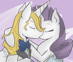 Size: 1280x1088 | Tagged: safe, artist:blackswhites, prince blueblood, rarity, pony, unicorn, g4, female, kissing, male, mare, ship:rariblood, shipping, stallion, straight