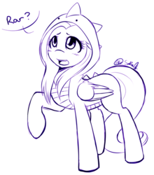 Size: 450x511 | Tagged: safe, artist:spittfireart, fluttershy, dragon, g4, costume, cute, fanfic, fanfic art