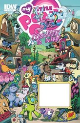 Size: 309x470 | Tagged: safe, artist:andypriceart, idw, official comic, acoustic blues, carrot top, cranky doodle donkey, derpy hooves, doctor whooves, electric blues, golden harvest, rainbow dash, screwball, silver spoon, time turner, cat, donkey, earth pony, pegasus, pony, unicorn, g4, the return of queen chrysalis, blues brothers, censored vulgarity, cherry, comic, cover, female, food, grawlixes, idw advertisement, magnum p.i., male, mare, mouth hold, ponyville, sleeping, stallion, sunglasses