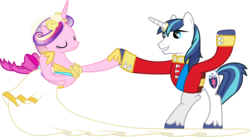 Size: 7250x3960 | Tagged: safe, artist:90sigma, princess cadance, shining armor, alicorn, pony, unicorn, g4, bipedal, clothes, dancing, dress, female, male, mare, simple background, stallion, transparent background, vector, wedding