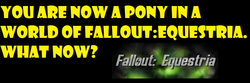 Size: 1002x331 | Tagged: safe, fallout equestria, meme, text, what now, yellow words