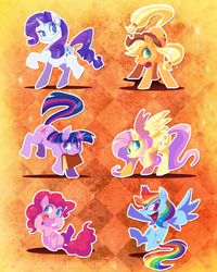 Size: 800x1000 | Tagged: safe, artist:phuijl, applejack, fluttershy, pinkie pie, rainbow dash, rarity, twilight sparkle, g4, apple, book, mane six