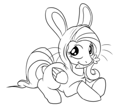 Size: 907x826 | Tagged: safe, artist:c0nker, fluttershy, g4, bunny costume, bunny pajamas, bunnyshy, carrot, clothes, costume