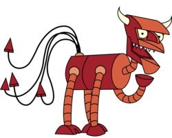Size: 1600x1287 | Tagged: safe, artist:ddhyuugaman, futurama, male, ponified, robot devil, simple background, solo, transparent background
