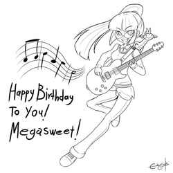 Size: 2000x2000 | Tagged: safe, artist:ereb-tauramandil, spike, twilight sparkle, g4, birthday, canter girls, glasses, guitar, high res, humanized, megasweet