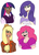 Size: 797x1097 | Tagged: safe, artist:100yearslater, applejack, pinkie pie, rarity, twilight sparkle, human, g4, applejack's hat, breasts, cheekbones, cleavage, cowboy hat, dark skin, dimples, freckles, glasses, group, hat, humanized, light skin, pale skin, quartet, round glasses, tan skin, tooth gap