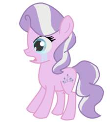 Size: 500x550 | Tagged: safe, artist:okamishiranuiiii, diamond tiara, earth pony, pony, g4, crying, female, filly, foal, missing accessory, sad pony, simple background, solo, teary eyes, transparent background