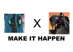 Size: 892x644 | Tagged: safe, queen chrysalis, g4, all caps, bionicle, exploitable meme, lego, make it happen, meme, meta, roodaka