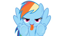 Size: 1920x1080 | Tagged: safe, rainbow dash, pegasus, pony, g4, bedroom eyes, female, fourth wall, licking, licking the fourth wall, mare, simple background, transparent background, vector