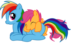 Size: 1500x900 | Tagged: safe, artist:kamartenn, rainbow dash, scootaloo, pegasus, pony, g4, duo, duo female, female, filly, foal, mare, simple background, transparent background