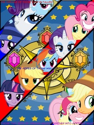 Size: 768x1024 | Tagged: safe, applejack, chancellor puddinghead, clover the clever, commander hurricane, fluttershy, pinkie pie, princess platinum, private pansy, rainbow dash, rarity, smart cookie, twilight sparkle, g4, elements of harmony, quote, tengen toppa gurren lagann
