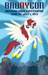 Size: 480x750 | Tagged: safe, artist:tim-kangaroo, oc, oc only, oc:fausticorn, alicorn, pony, bronycon, bronycon 2012, lauren faust, poster