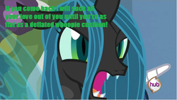 Size: 639x361 | Tagged: safe, queen chrysalis, g4, hotel transylvania, text