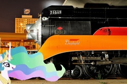 Size: 500x332 | Tagged: safe, princess celestia, alicorn, pony, g4, 4-8-4 northern, daylight, female, gs-4, lima locomotive works, locomotive, mare, photo, southern pacific, steam locomotive, train