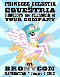 Size: 630x800 | Tagged: safe, artist:tim-kangaroo, princess celestia, bronycon, g4, poster