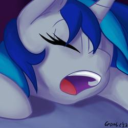 Size: 2500x2500 | Tagged: safe, artist:crombiettw, dj pon-3, vinyl scratch, pony, g4, face, female, high res, mouth, solo, yawn