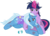 Size: 8346x6015 | Tagged: safe, artist:baka-neku, artist:kinla, trixie, twilight sparkle, pony, unicorn, g4, absurd resolution, angry, female, glowing, glowing horn, horn, injured, lesbian, magic, mare, sad, ship:twixie, shipping, simple background, transparent background, trixiebuse, unicorn twilight