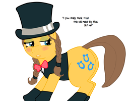 Size: 850x680 | Tagged: safe, artist:eppleblewm, toffee, g4, clothes, gay, hat, male, ship:caramac, shipping, suit