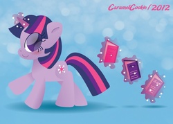Size: 700x500 | Tagged: safe, artist:caramelcookie, twilight sparkle, g4, book, filly