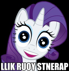 Size: 936x960 | Tagged: safe, rarity, pony, g4, eyes, image macro, nightmare fuel, overly attached girlfriend, solo